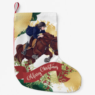 Girl and Horse Jumping Colorful God jul Liten Julstrumpa