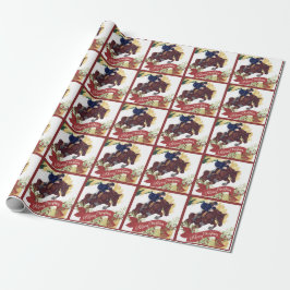 Girl and Horse Jumping Colorful God jul Presentpapper