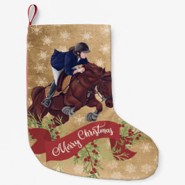 Girl and Horse Jumping God jul Golden Liten Julstrumpa