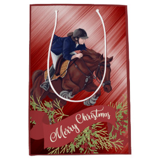 Girl and Horse Jumping God jul Red