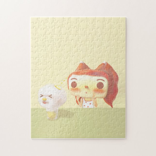 Girl and Hund Soda Illustration Pussel (Vertikal)