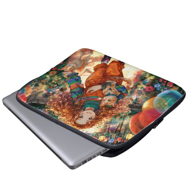 Girl and kittens on joyful walk laptop fodral (Framre botten)