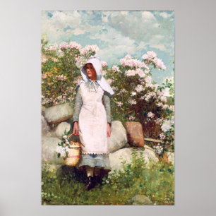 Girl and Laurel, 1879 av Winslow Homer Poster
