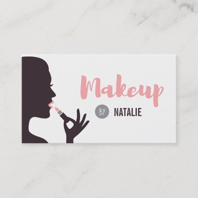 Girl and Lipstick Makeup Artist Business Cards Visitkort (Framsida)