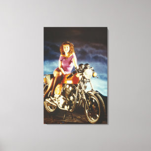 Girl and Motorcycle Canvas