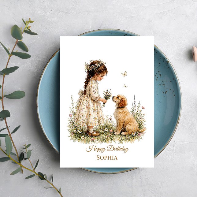 Girl and Puppy Kort (Skapare uppladdad)