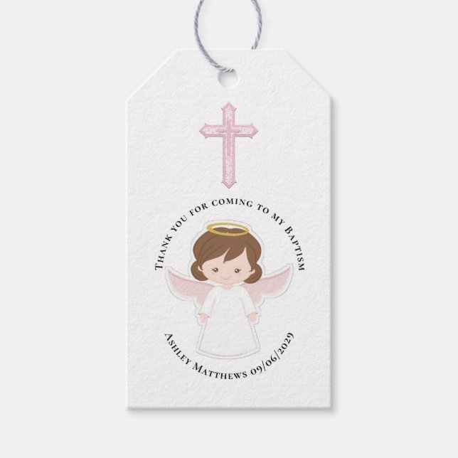 Girl Angel Baptism First Communion Tack Presentetikett (Framsidan)