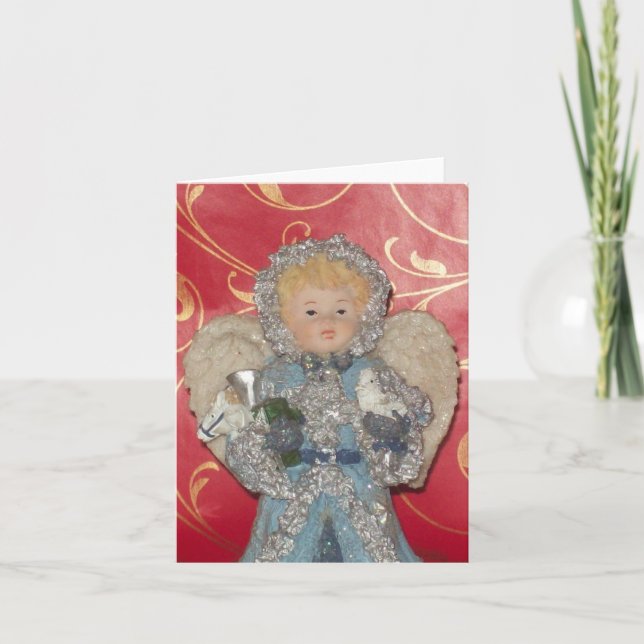 Girl Angel Photo Folded Note Card Anteckningskort (Framsida)