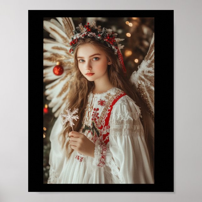 Girl Angel with Flowers Sticker Poster (Framsidan)
