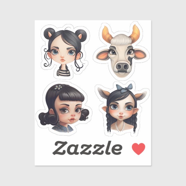 Girl Animal Lover Klistermärken (Ark)