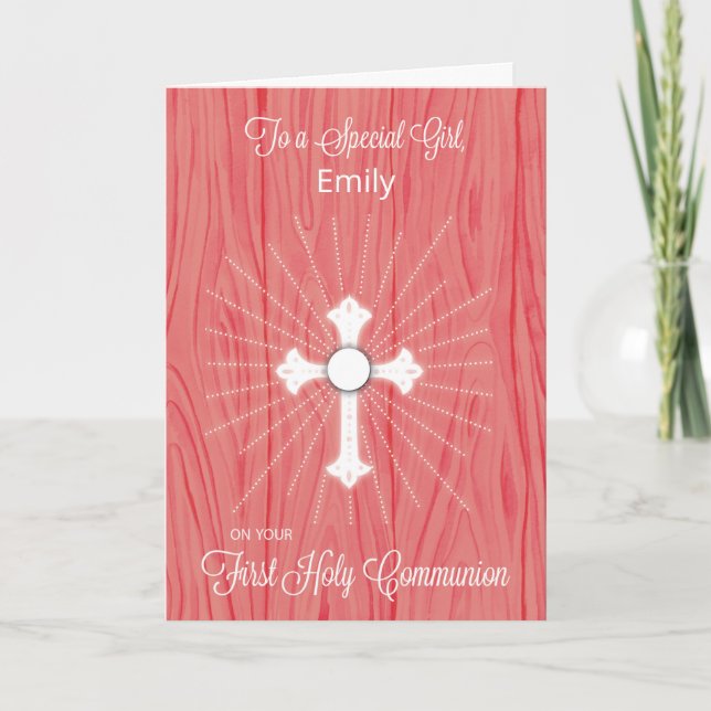 Girl Anpassade Namn First Communion Kor Kort (Framsida)