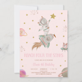 GIRL ASTRONAUT INVITATION, REACH FOUR THE STARS INBJUDNINGAR
