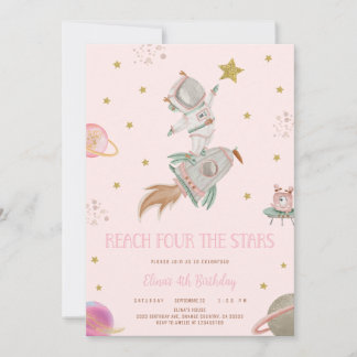 GIRL ASTRONAUT INVITATION, REACH FOUR THE STARS INBJUDNINGAR