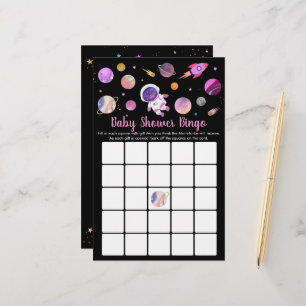 Girl Astronaut Rymden Baby Shower Bingo Game