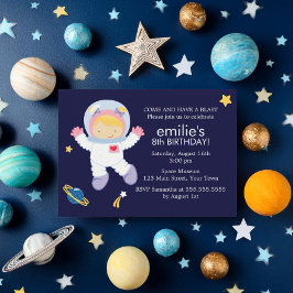 Girl Astronaut Rymden Thmet Birthday Inbjudningar