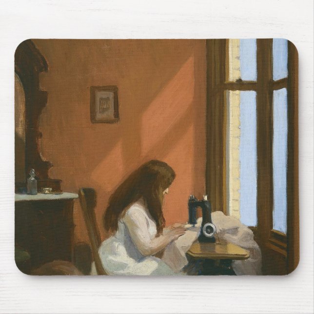 Girl at a Sewing Maskin (av Edward Hopper) Musmatta (Framsidan)