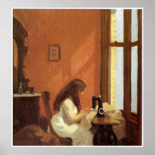 Girl at Sewing Maskin, Edward Hopper Poster