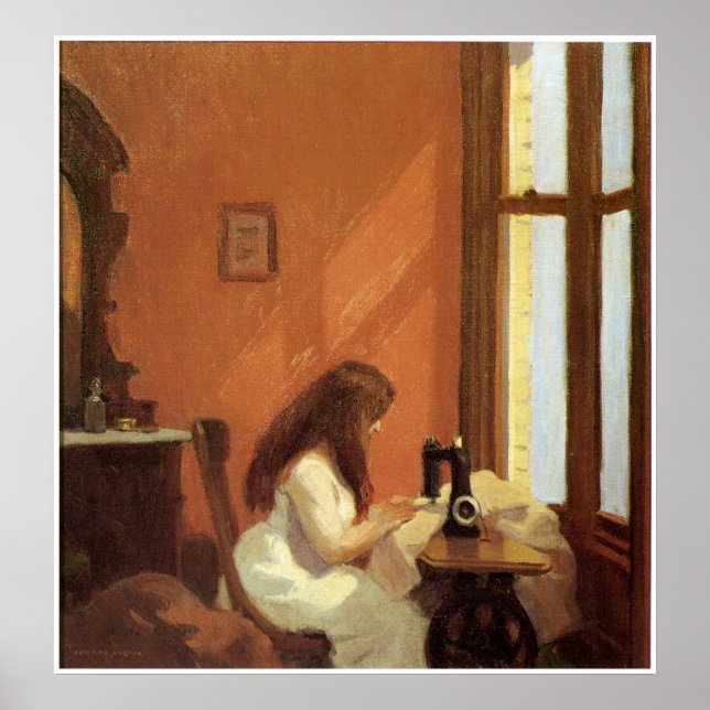 Girl at Sewing Maskin, Edward Hopper Poster (Framsidan)