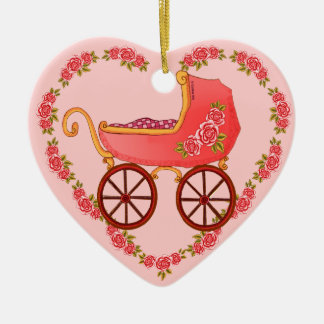 Girl Baby Buggy Heart ornament