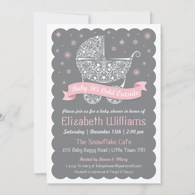 Girl Baby Det är Kallet utanför Shower-inbjudan Inbjudningar (Framsida)