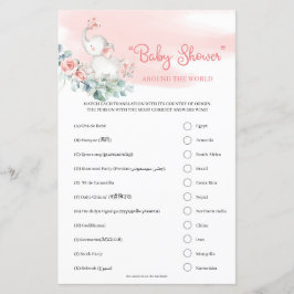 Girl Baby Elephant "Baby Shower" Värld runt