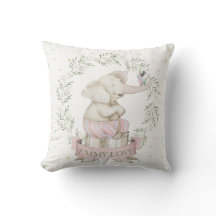 Girl Baby Elephant Rosa Grönt Beige