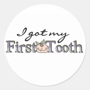 Girl Baby First Tooth Runt Klistermärke