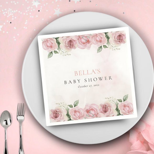 Girl Baby i Bloom Baby Shower Napkins Pappersservett (Skapare uppladdad)