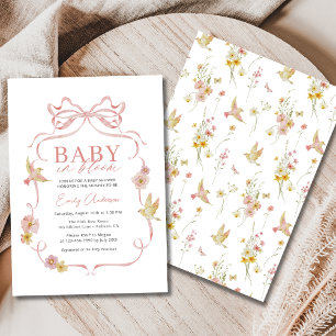 Girl Baby i Bloom Coquette Bow Wildblomduscher Inbjudningar