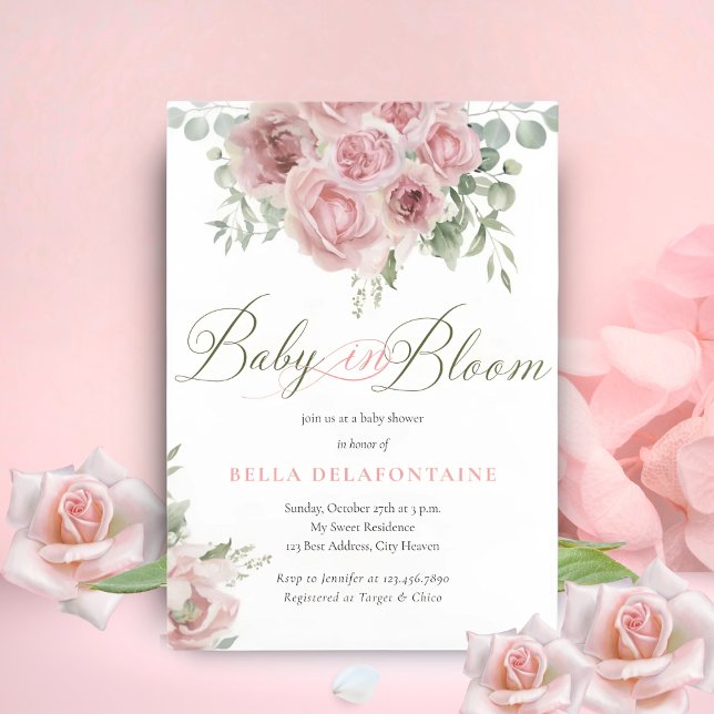 Girl Baby in Bloom Baby Shower Inbjudningar (Skapare uppladdad)