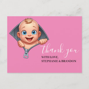 Girl Baby Peekout Baby Shower Tack Vykort