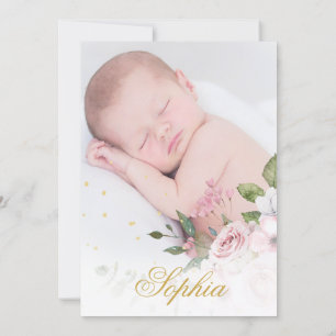 Girl Baby Photo Hebrew Naming Ceremony Blommigt Inbjudningar