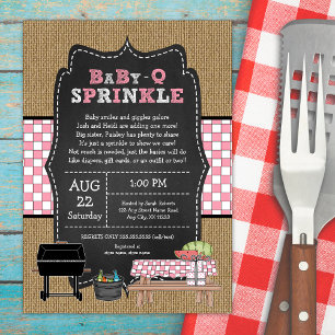 Girl Baby Q Sprinkle, BBQ-babydusch Inbjudningar