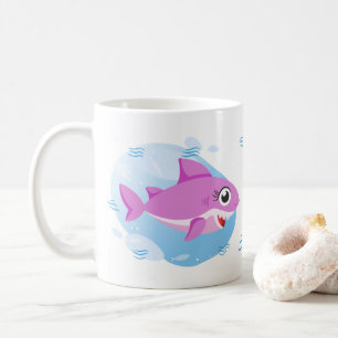 Girl Baby Shark - Rosa Kaffemugg