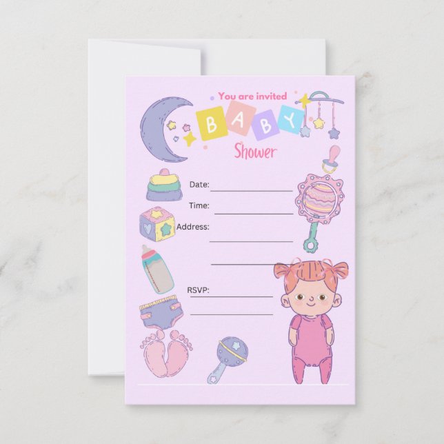 GIRL BABY SHOWER PARTY-ANBUDSINFORDRAN INBJUDNINGAR (Framsida)