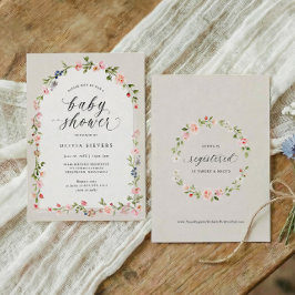 Girl Baby Shower Pink Beige Watercolor Floral Arch Inbjudningar