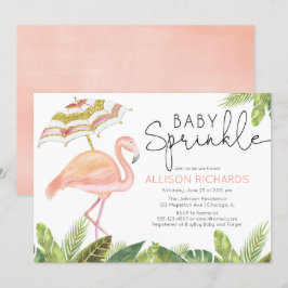 Girl baby sprinkle flamingo rosa guld dusch inbjudningar