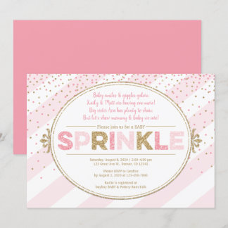 Girl baby sprinkle-inbjudan rosa guld inbjudan