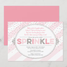 Girl baby sprinkle-inbjudan rosa silver inbjudan