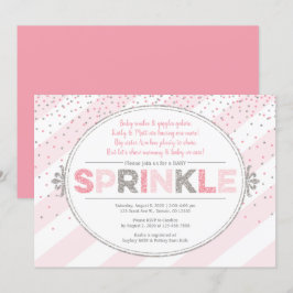 Girl baby sprinkle-inbjudan rosa silver inbjudan