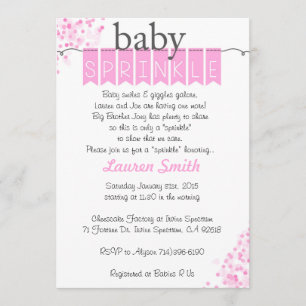 Girl Baby Sprinkle-inbjudningar - Rosa Baby Sprink Inbjudningar