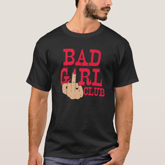 Girl Bad Klubb Funny Mitten Finger Heart Tattoo Wo T Shirt (Framsida)