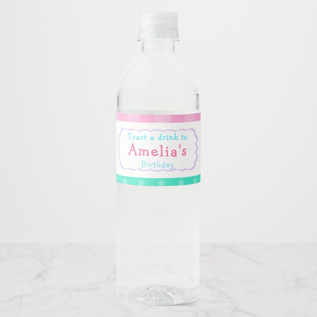 Girl Baking Födelsedagsfest Vattenflaskor Etikett (Framsida)