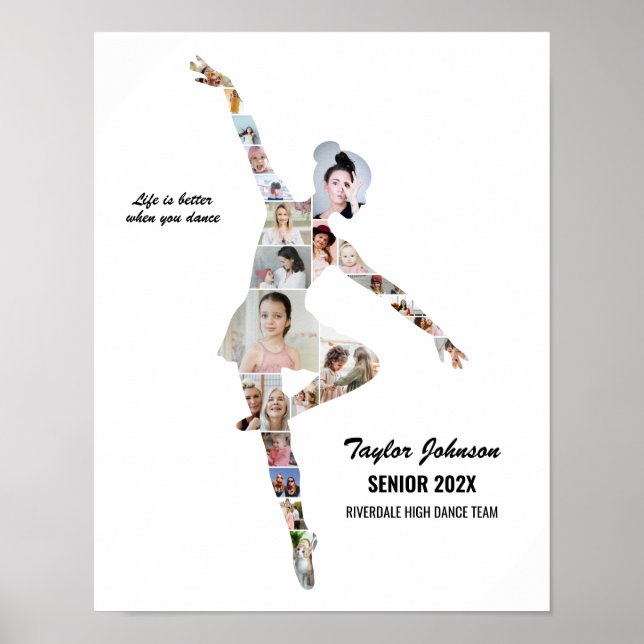 Girl Ballerina Ballet Dance Custom Photo Collage Poster (Framsidan)