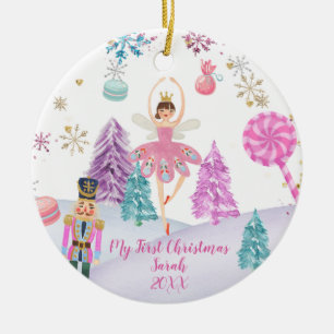 Girl Ballerina Nutcracker 1:a jul Julgransprydnad Keramik