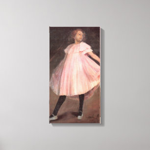 Girl Ballet Dancer i en Rosa Dress Canvastryck