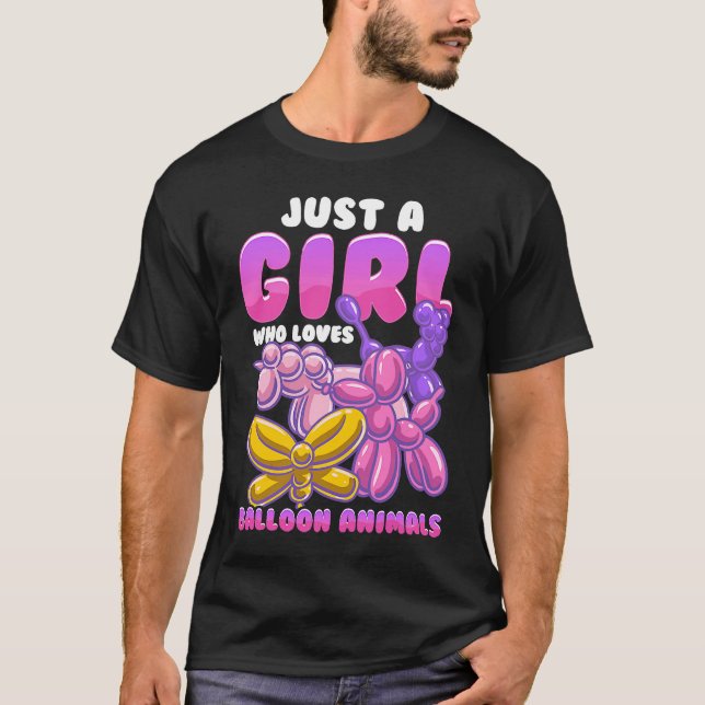 Girl Balloon Animals Party Blegonist Balloon Arti T Shirt (Framsida)