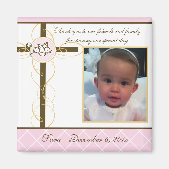 Girl Baptism/Christening Favor - Photo Magnet (Framsidan)
