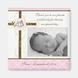 Girl Baptism/Christening Favor - Photo Magnet