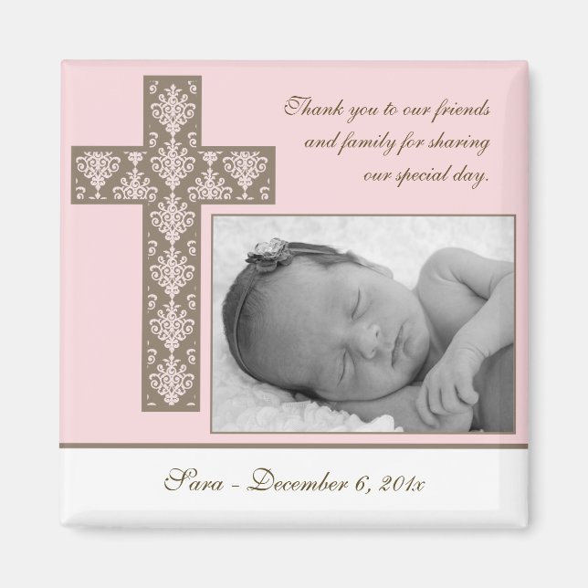Girl Baptism/Christening Favor - Photo Magnet (Framsidan)